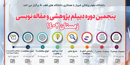 پنجمین دوره دیپلم پژوهشی و مقاله نویسی علوم پزشکی شیراز